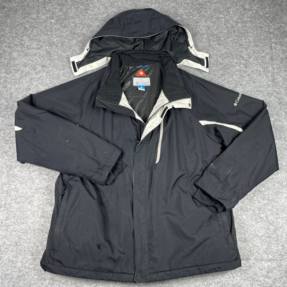 Columbia Ski Jacket Mens XXL Black Omni-Heat Insulated Hooded Parka XM4068
